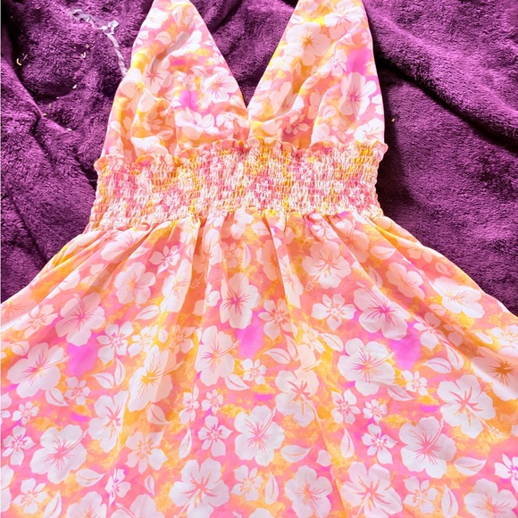 Madden Nyc Dresses & Skirts - Floral Backless Dress in Pink and Yellow
